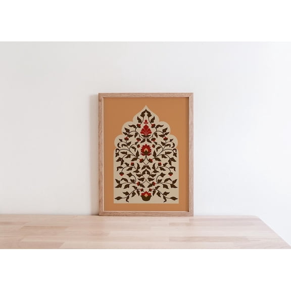 Mughal Folk Art, Pakistani Indian Folk Art, Mughal Fresco Art, Folk Art Print, Mughal Art, Mughal Wall Art, Mughal Folk Art Print 24x36 UNFRAMED