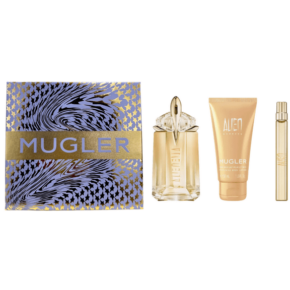 Mugler Alien Goddess 3-Piece Holiday Gift Set: 2.0 oz Eau de Parfum Spray + 1.6 oz Body Lotion + 0.34 oz Eau de Parfum