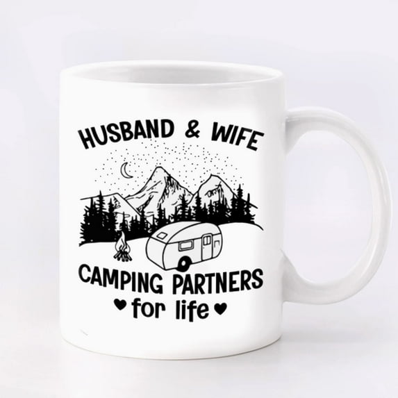Mugs Coffee For Camping Lovers Couple Lovers From Husband Wife Funny Camping Gifts Husband And Wife Camping Partner Custom Name White Ceramic 11 15oz Tea Cup For Birthday