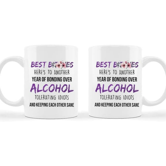 Mugs Friendship Coffee For Bestie Bestfriend From Friends Bff Gifts Ideas For Bestie Here's To Another Year Of Bonding Over Drinks Ceramic 11 15oz White Tea Cup Gifts For Women On Birthday