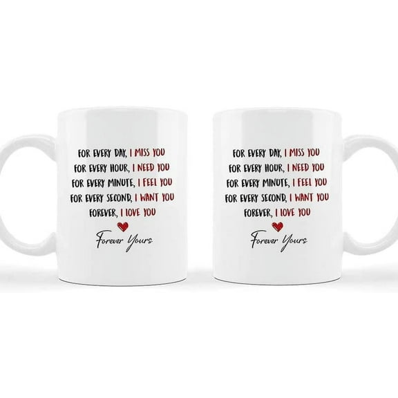 Mugs His And Hers Gifts Novelty Coffee For Couple From Husband Wife For Everyday I Miss You For Every Hour I Need You White Ceramic 11 15oz Cup Gifts For Men Women On Valentines Wedding