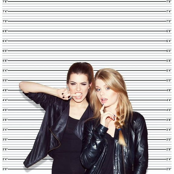 Mugshot Photo Booth Backdrop Banner - 6x6ft, Wide Enough for Everyone, Accurate Measurements for Bachelorette Party, Girls Night Out, Height Charts