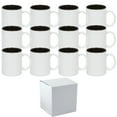 thumbnail image 1 of Mugsie 12 PACK 11 oz. Ceramic Mug - Two-Tone Sublimation Blank Mugs - BLACK Inner and WHITE Handle - Individually Packed in a, 1 of 2