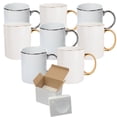 thumbnail image 1 of Mugsie Set Of 8 11 oz. MIXED GOLD & SILVER Rim and Handle - Ceramic Sublimation Mugs - Professional Grade - Cardboard Box with, 1 of 2