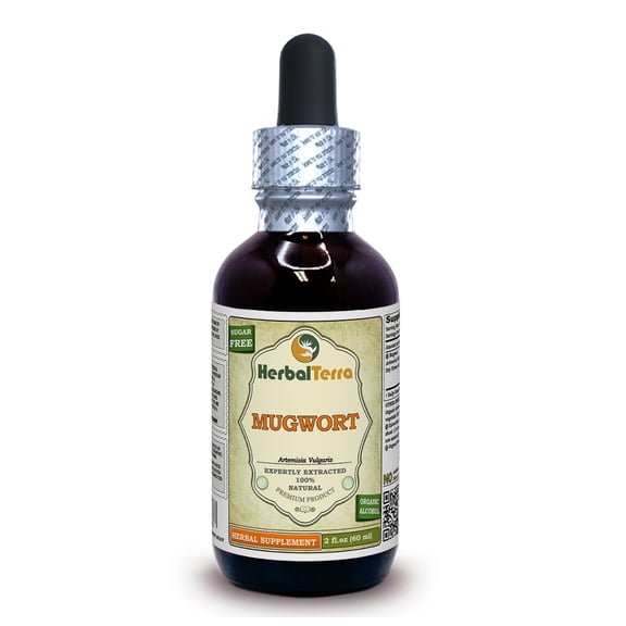 Mugwort Dry Flower Absolutely Natural Expertly Extracted by Trusted HerbalTerra Brand Certified Organic Alcohol-Based Liquid Extract. Proudly made in USA. Tincture 2 Fl.Oz