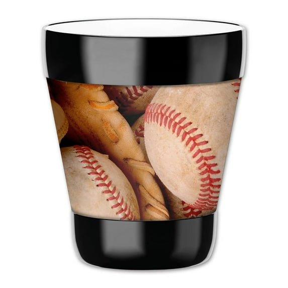 Mugzie 12-Ounce "Low Ball" Tumbler Drink Cup with Removable Insulated Wetsuit Cover - Baseball Bats & Balls