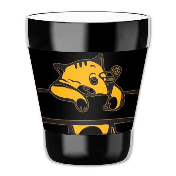 Mugzie 12-Ounce "Low Ball" Tumbler Drink Cup with Removable Insulated Wetsuit Cover - Drunk Kitty