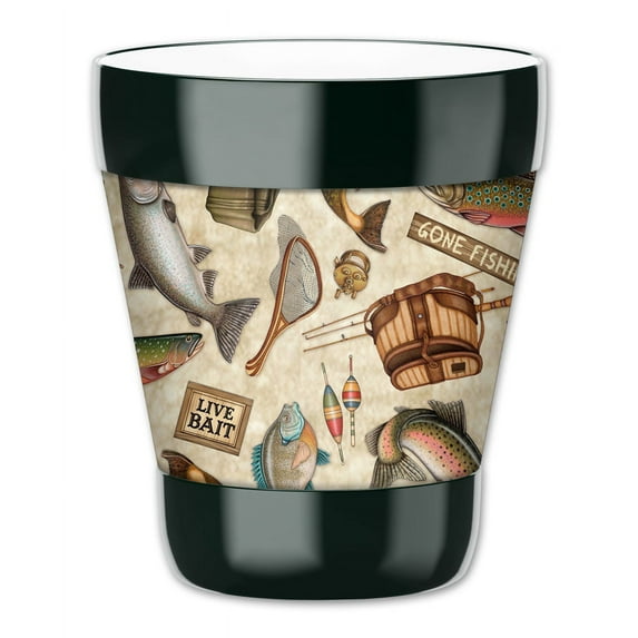 Mugzie 12-Ounce "Low Ball" Tumbler Drink Cup with Removable Insulated Wetsuit Cover - Gone Fishing