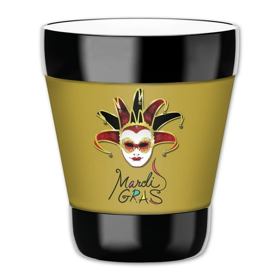 Mugzie 12-Ounce "Low Ball" Tumbler Drink Cup with Removable Insulated Wetsuit Cover - Mardi Gras
