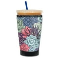 thumbnail image 1 of Mugzie Deluxe Iced Coffee Insulator Sleeve - Reusable Neoprene Cozy for Cold Drink Cups - Prevents Condensation and Tip Overs - Made in USA - Succulents (Medium 16 - 18 Oz), 1 of 8