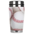thumbnail image 1 of Mugzie brand 16-Ounce Stainless Steel Travel Mug with Insulated Wetsuit Cover - Close-up of Baseballs, 1 of 5