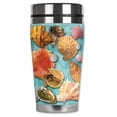 thumbnail image 1 of Mugzie brand 16-Ounce Stainless Steel Travel Mug with Insulated Wetsuit Cover - Seashells, 1 of 5