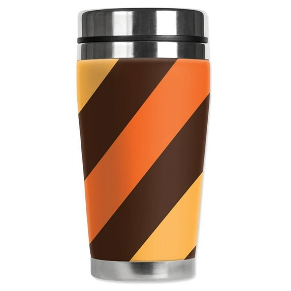 Mugzie brand 20-Ounce "MAX" Stainless Steel Travel Mug with Insulated Wetsuit Cover - Bold Fall Stripes