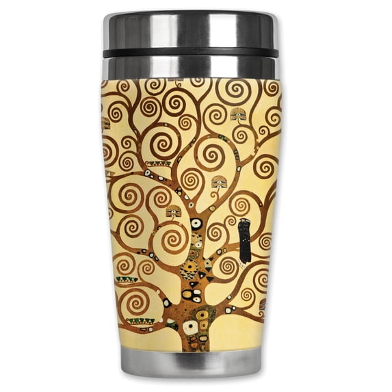 Mugzie brand 20-Ounce "MAX" Stainless Steel Travel Mug with Insulated Wetsuit Cover - Klimt: Tree of Life