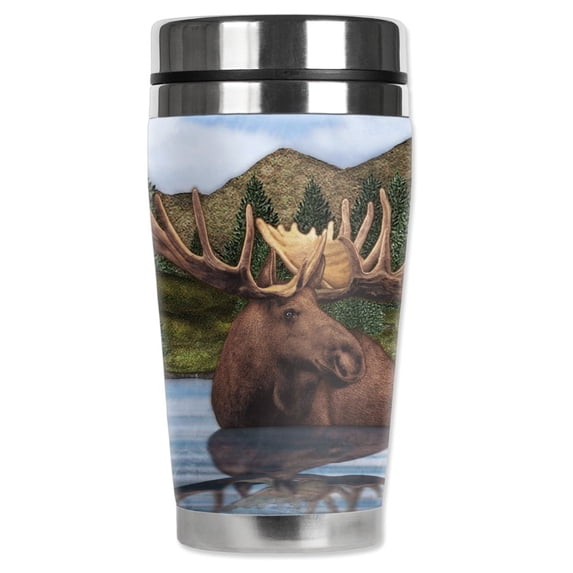 Mugzie brand 20-Ounce "MAX" Stainless Steel Travel Mug with Insulated Wetsuit Cover - Moose Pond