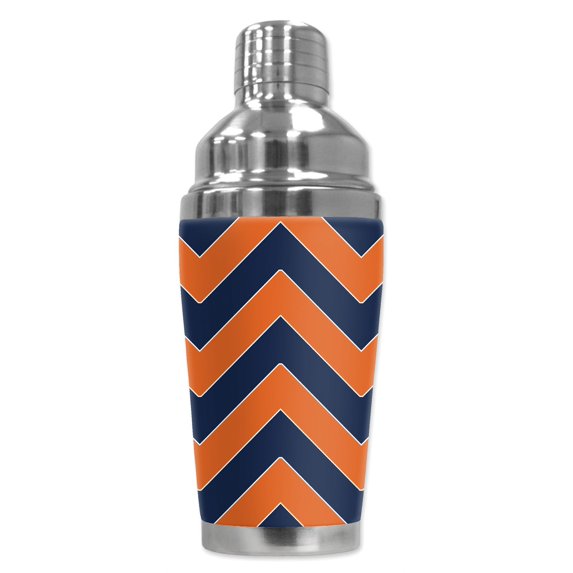 Mugzie brand Cocktail Shaker with Insulated Wetsuit Cover - Broncos Football Colors Chevron