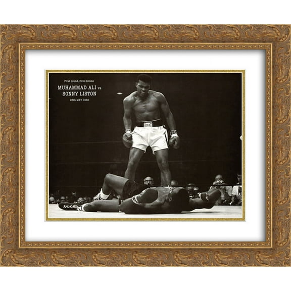 Muhammad Ali - 1965 1st Round Knockout Against Sonny Liston 2x Matted 24x20 Gold Ornate Framed Art Print