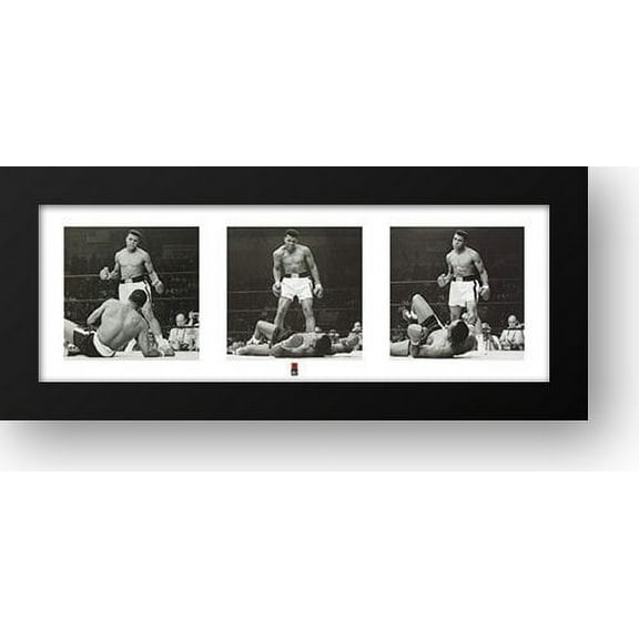 Muhammad Ali - 1965 1st Round Knockout Against Sonny Liston - (Triptych) 41x17 Framed Art Print by Muhammad ali enterpr