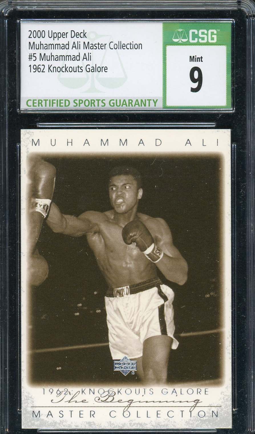 Muhammad Ali 2000 Upper Deck 1962 Knockouts Galore Card #5 Graded CSG 9 ...