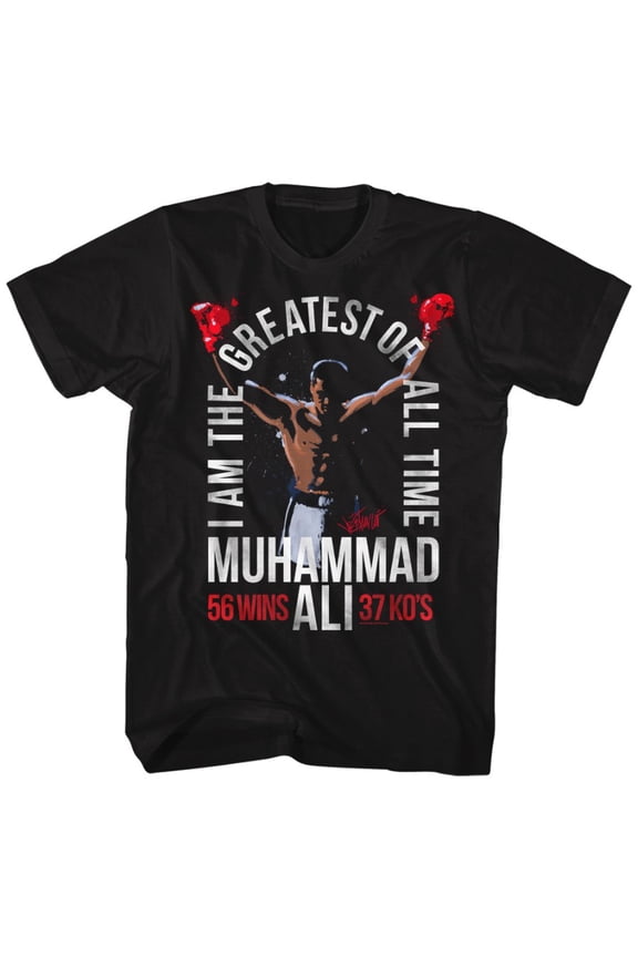 Muhammad Ali 60s I Am The Greatest Of All Time 56 Wins 37 Kos Adult T-Shirt Tee