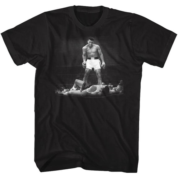 Muhammad Ali Over Liston Black Adult T-Shirt 3Xlt