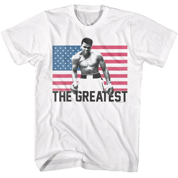 Muhammad Ali Flag The Greatest White Adult T-Shirt 6Xl