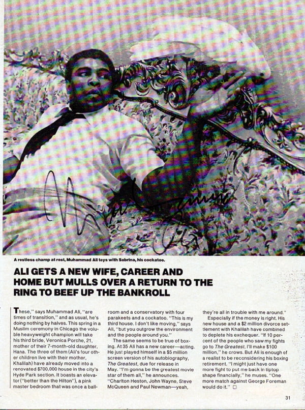 Muhammad Ali Autographed 8x11 Magazine Page Photo Vintage PSA/DNA # ...