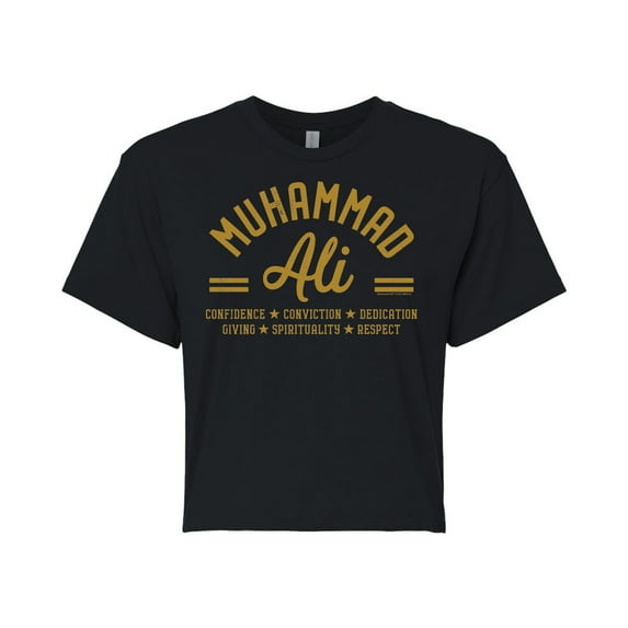 Muhammad Ali - Boxing Legend - Confidence, Conviction, Dedication... - Juniors Cropped Cotton Blend T-Shirt