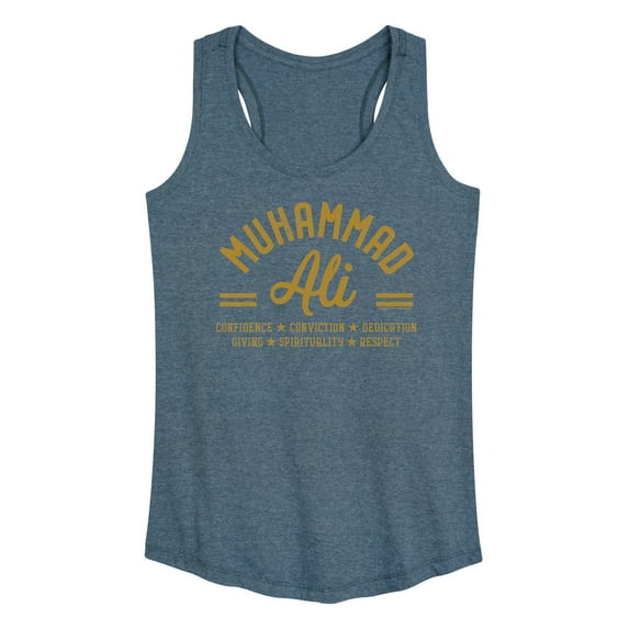 Muhammad Ali - Boxing Legend - Confidence, Conviction, Dedication... - Women's Racerback Tank Top