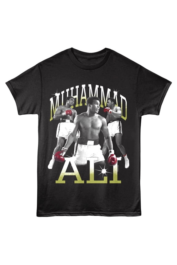 Muhammad Ali Boxing Triple Threat Men's T Shirt (Black, Big&Tall3XLT)