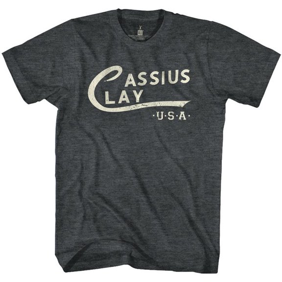 Muhammad Ali Cassius Clay Logo Black Heather Adult T-Shirt 2Xlt