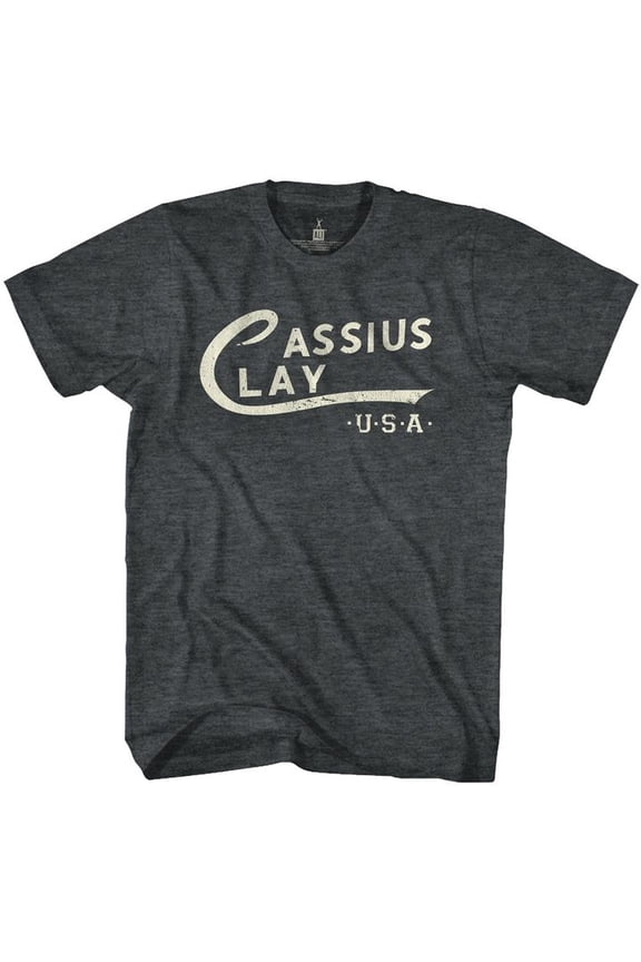 Cassius Clay Logo Black Heather Adult T-Shirt 2Xlt