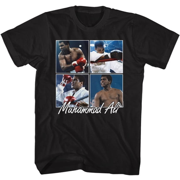 Muhammad Ali Four Squares Black Adult T-Shirt 2Xlt