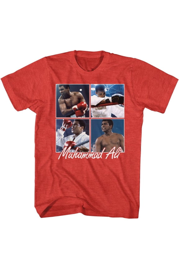 Muhammad Ali Four Squares Red Heather T-Shirt