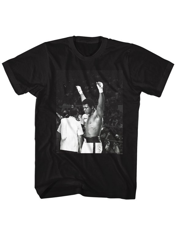 Muhammad Ali Hands In The Air Black Adult T-Shirt