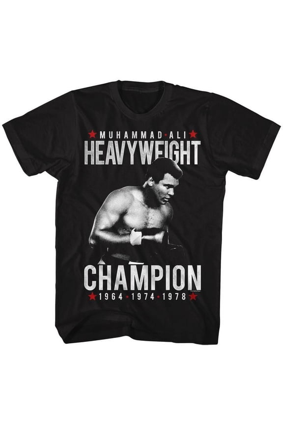 Muhammad Ali Heavy Champ Black Adult T-Shirt 2Xlt