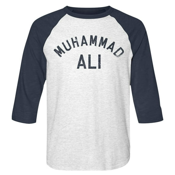 Muhammad Ali Muhammad Ali White Navy Raglan Baseball T-Shirt