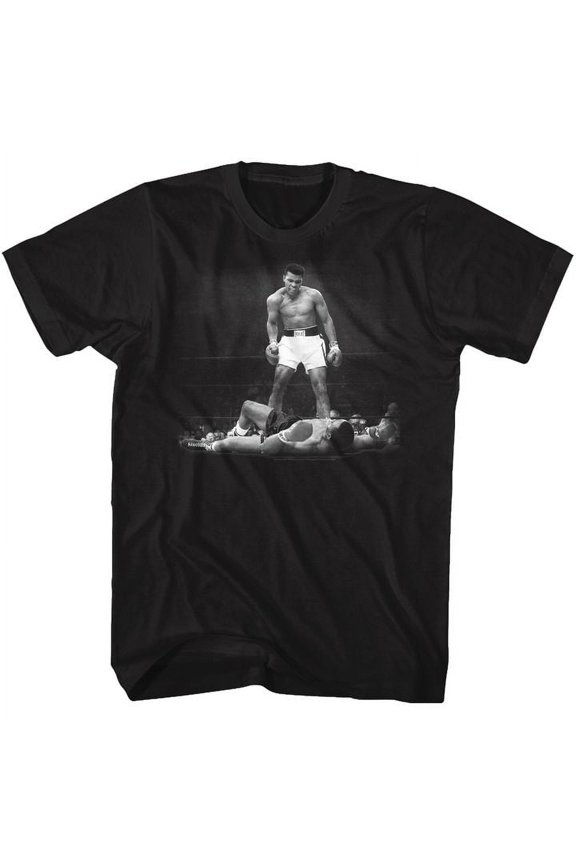 Muhammad Ali Over Liston Black Adult T-Shirt 2Xlt
