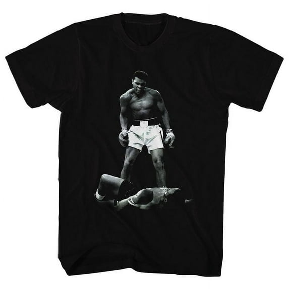 Muhammad Ali Over Liston Black Adult T-Shirt Xlt