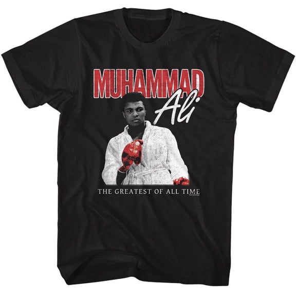 Muhammad Ali Red Glove Stare Black Adult T-Shirt S