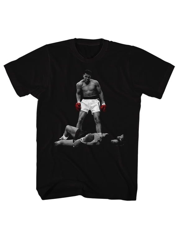 Muhammad Ali Red Gloves Black Adult T-Shirt
