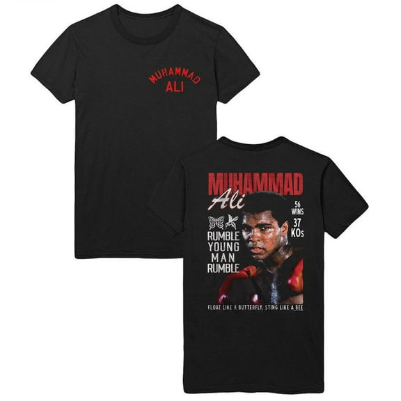 Muhammad Ali Rumble Young Man Front And Back Black T-Shirt