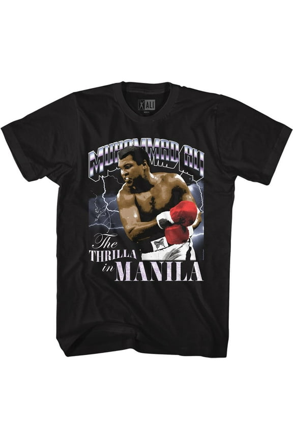 Muhammad Ali Thrilla and Lightning Black Adult T-Shirt