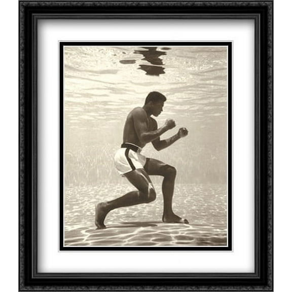 Muhammad Ali for Life Magazine (underwater) 2x Matted 28x36 Large Black Ornate Framed Art Print by Flip Schulke