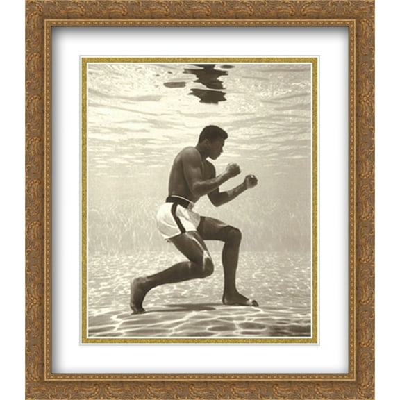 Muhammad Ali for Life Magazine (underwater) 2x Matted 28x36 Large Gold Ornate Framed Art Print by Flip Schulke