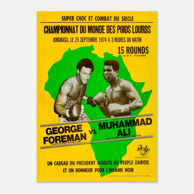 Muhammad Ali vs George Foreman 'Rumble in the Jungle' Boxing Poster ...