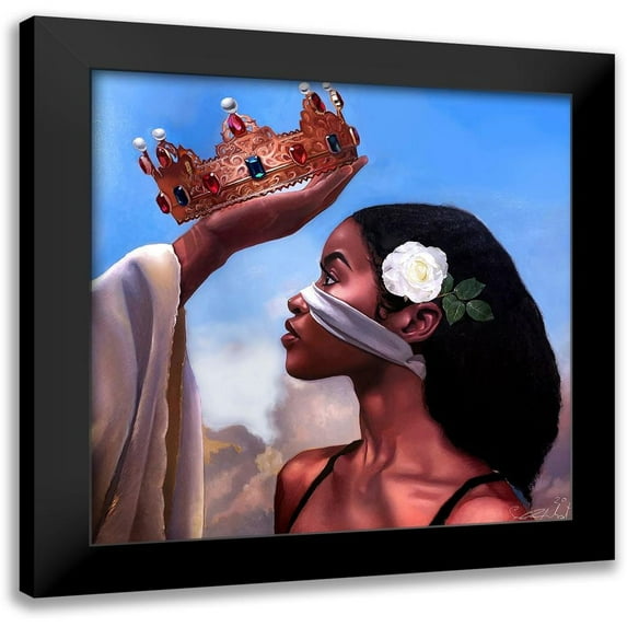 Muhammad, Salaam 12x12 Black Modern Framed Museum Art Print Titled - Crown Me Lord – Woman