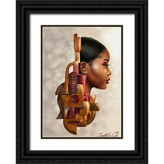 Muhammad, Salaam 14x18 Black Ornate Wood Framed with Double Matting Museum Art Print Titled - Mahogany Strings
