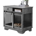 thumbnail image 1 of Muhub 35" Large Dog Crate Furniture with Storage Drawers,Sliding Doors,for Small/Medium Dogs,Gray, 1 of 6