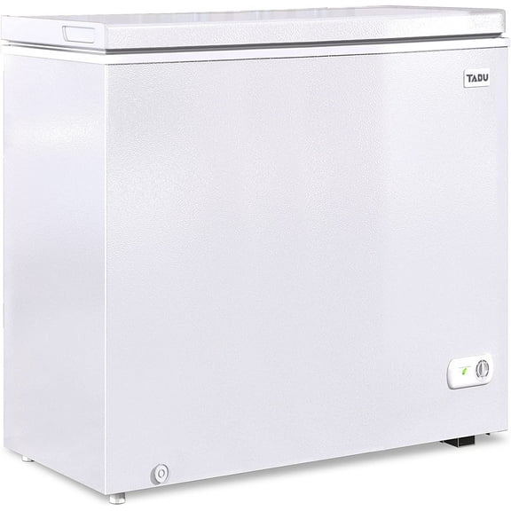 Muhub Chest Freezer, 10.0 Cu ft Deep Freezer with Adjustable Temperature, Mini Freezer with Removable Storage Basket,Compact Freezer with Top Open Door (White)